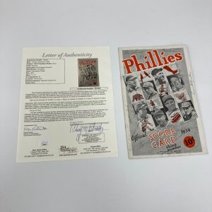 1939 Philadelphia Phillies Team Signed Official Scorecard w/22 Signatures JSA