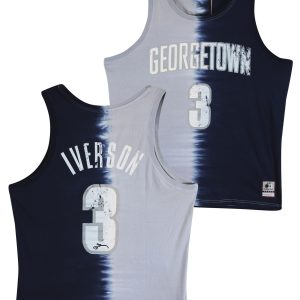 Georgetown Allen Iverson Signed Tie Dye Cotton M&N Tank Jersey BAS Witnessed