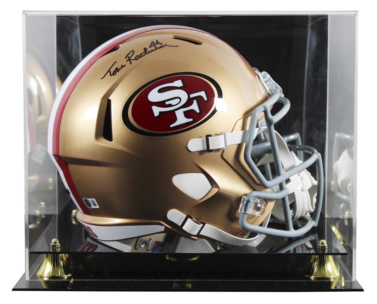 49ers Tom Rathman Signed Full Size Speed Rep Helmet W/ Case BAS ...