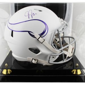 Vikings Justin Jefferson Signed 2024 Alt F/S Speed Rep Helmet W/ Case BAS Wit