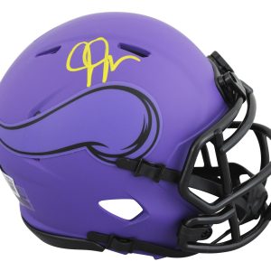 Vikings Justin Jefferson Authentic Signed Rave Speed Mini Helmet BAS Witnessed