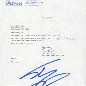 Shaquille O'Neal Signed 1988 University of Connecticut Recruitment Letter BAS