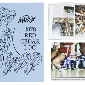 Lakers Magic Johnson 2x Signed 1978 Michigan State Yearbook BAS Wit #3W326954