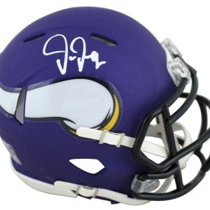 Vikings Justin Jefferson Authentic Signed Purple Speed Mini Helmet BAS Witnessed