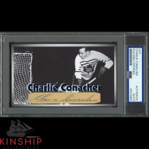 Charlie Conacher signed Cut 3x5 Custom Card PSA DNA Slab Hockey HOF Auto C4891