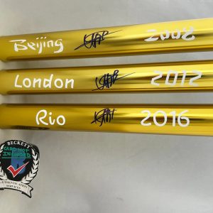 Usain Bolt Signed Baton Set 2008 Beijing 2012 London 2016 Rio Olympics Becket...