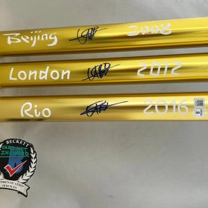 Usain Bolt Signed Baton Set 2008 Beijing 2012 London 2016 Rio Olympics Becket...
