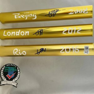 Usain Bolt Signed Baton Set 2008 Beijing 2012 London 2016 Rio Olympics Becket...