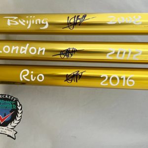 Usain Bolt Signed Baton Set 2008 Beijing 2012 London 2016 Rio Olympics Becket...