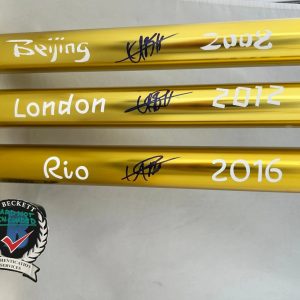 Usain Bolt Signed Baton Set 2008 Beijing 2012 London 2016 Rio Olympics Becket...