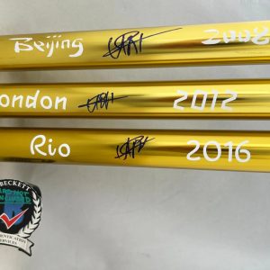 Usain Bolt Signed Baton Set 2008 Beijing 2012 London 2016 Rio Olympics Becket...