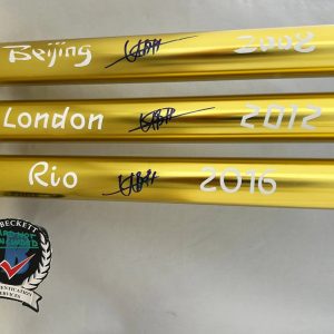 Usain Bolt Signed Baton Set 2008 Beijing 2012 London 2016 Rio Olympics Becket...