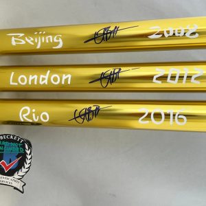 Usain Bolt Signed Baton Set 2008 Beijing 2012 London 2016 Rio Olympics Becket...