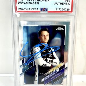 OSCAR PIASTRI SIGNED 2021 TOPPS CHROME FORMULA 1 ROOKIE CARD RC PSA CERT #1