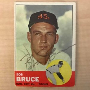 BOB BRUCE HOUSTON COLTS SIGNED VINTAGE DECEASED 1963 TOPPS CARD #24 W/COA