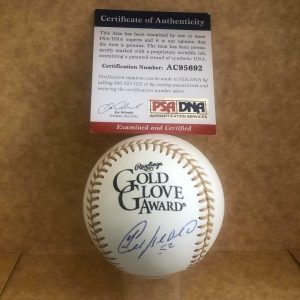 YOENIS CESPEDES RED SOX/METS/TIGERS SIGNED GOLD GLOVE BASEBALL PSA/DNA AC95692