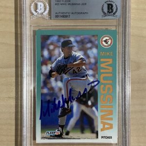 1992 FLEER MIKE MUSSINA ORIOLES #20 SIGNED CARD BECKETT AUTHENTIC AUTO