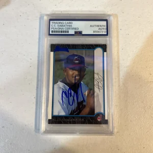 CC SABATHIA SIGNED AUTOGRAPH 1999 BOWMAN ROOKIE CARD PSA COA SLABBED INDIANS HOF