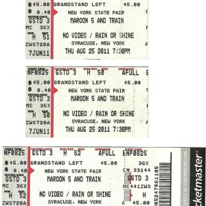 MAROON 5+TRAIN LOT OF 2 USED TICKETS FROM 2014 NY CONCERT+BONUS FULL TICKET