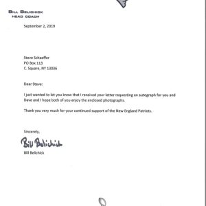 BILL BELICHICK HAND SIGNED 2019 LETTER ON PATRIOTS LETTERHEAD           JSA COA