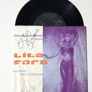 Ozzy Osbourne & Lita Ford SIGNED Close My Eyes Forever 7" Vinyl Record JSA LOA