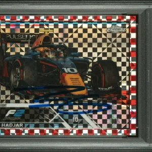 2023 Topps Chrome F1 #129 Isack Hadjar Red Checker Flag Rookie Auto /5 PSA 9/10