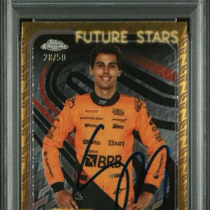 2024 Topps Chrome F1 #28 Gabriel Bortoleto Gold Logofractor /50 Auto PSA 10/10