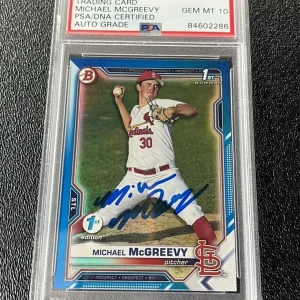 Michael Mcgreevy Signed 2021 Bowman Draft 1st Edition Blue /150 Psa GEM 10 AUTO