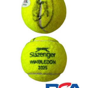 Novak Djokovic Signed Match Used 2025 Wimbledon Tennis Ball PSA AUTO GOAT