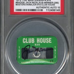 Jack Nicklaus Signed 1972 Masters Champion Major #10 Badge PSA GEM MINT 10 AUTO