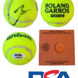 Carlos Alcaraz Signed 2025 FRENCH OPEN CHAMPION Match Used Tennis Ball PSA AUTO