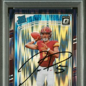 Jayden Daniels Signed 2024 Donruss Optic Purple Shock Rookie #248 Auto PSA/DNA