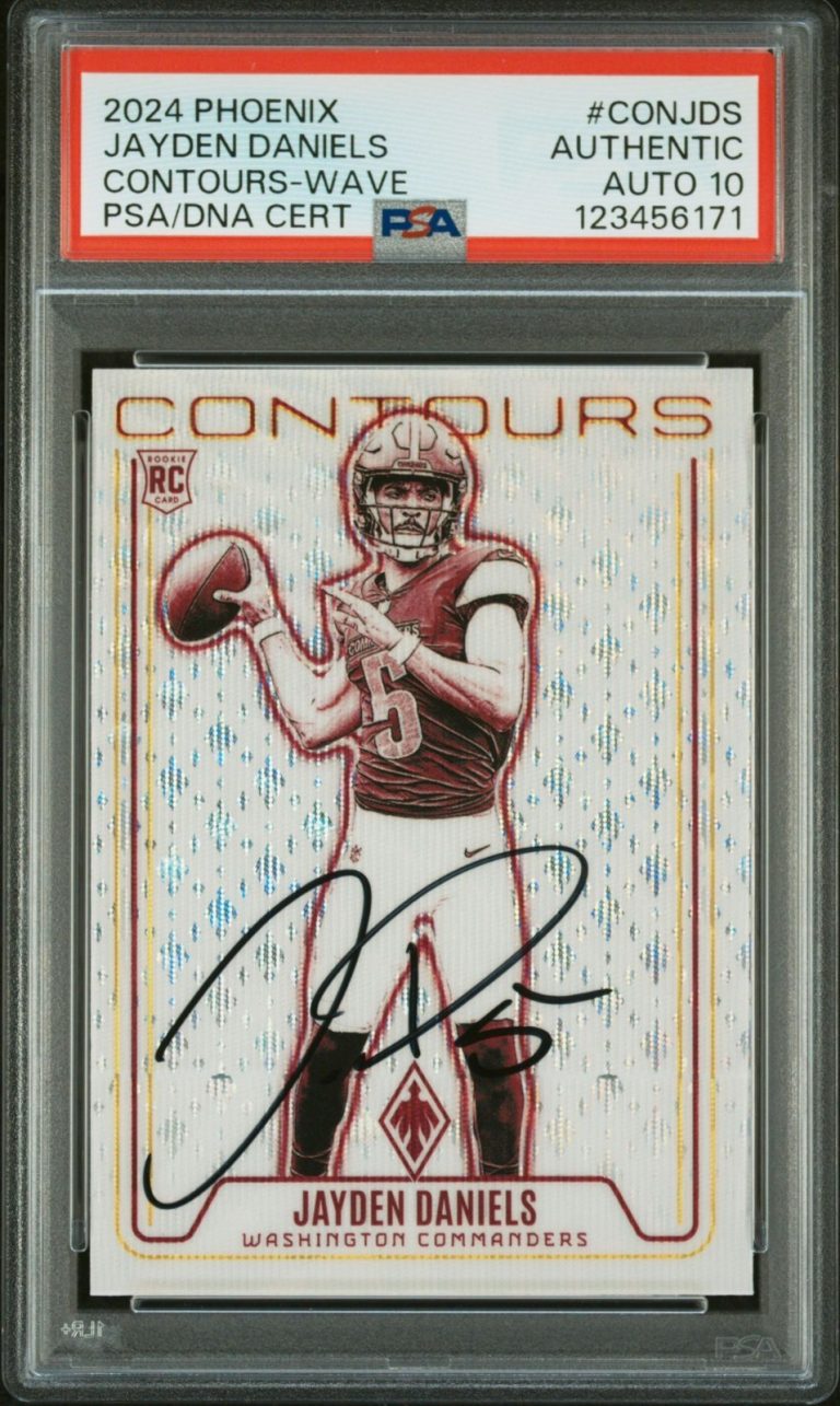 Jayden Daniels Signed 2024 Phoenix #CONJDS RC Rookie Contours Wave Auto PSA 10