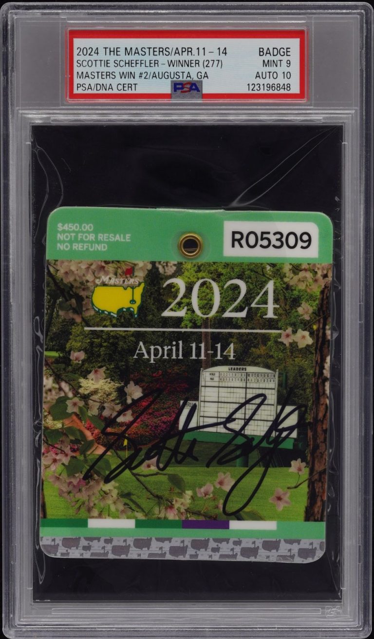 Scottie Scheffler Signed Autographed 2024 Masters Badge PSA/DNA 9 Full Signature