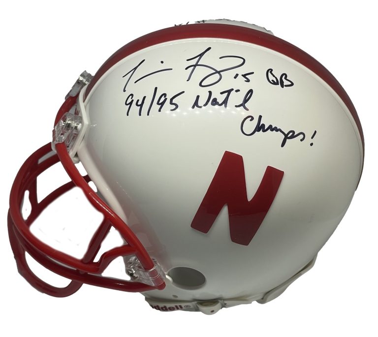 TOMMIE FRAZIER JERRY TAGGE DUAL SIGNED MINI HELMET PSA HUSKERS BACK TO BACK QBS