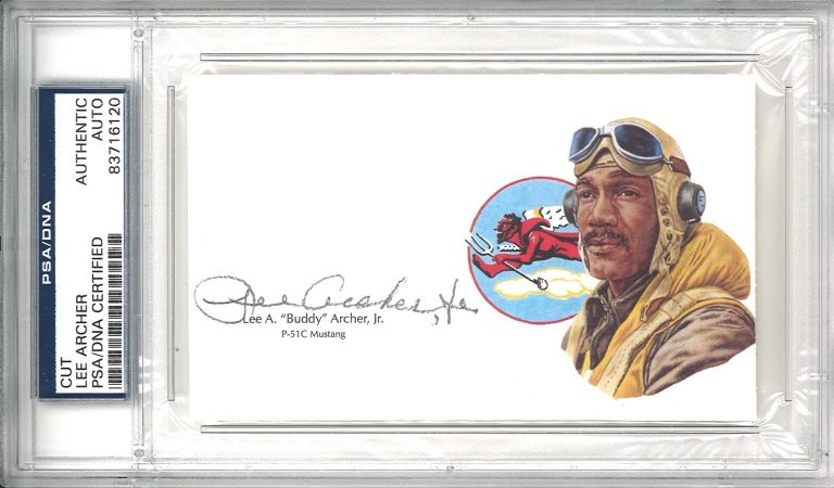 LEE ARCHER SIGNED CUT SIGNATURE PSA DNA (D) WWII MASTERS OF THE AIR