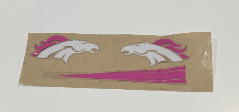 DENVER BRONCOS PINK MINI HELMET  DECALS WITH STRIPE RARE