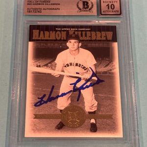 HARMON KILLEBREW Signed 2001 UPPERDECK HOF Card #43 Beckett BAS AUTO 10