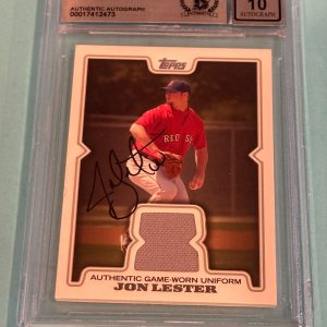 JON LESTER Signed 2008 TOPPS RETAIL RELICS Card #64JL Beckett BAS AUTO 10