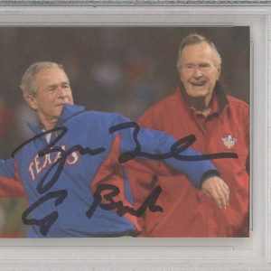 DUAL SIGNED President George W & HW Bush Texas World Series Picture PSA DNA COA