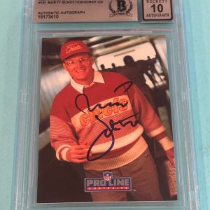 MARTY SCHOTTENHEIMER Signed 1991 PRO LINE PORTRAIT Card #181 Beckett BAS AUTO 10