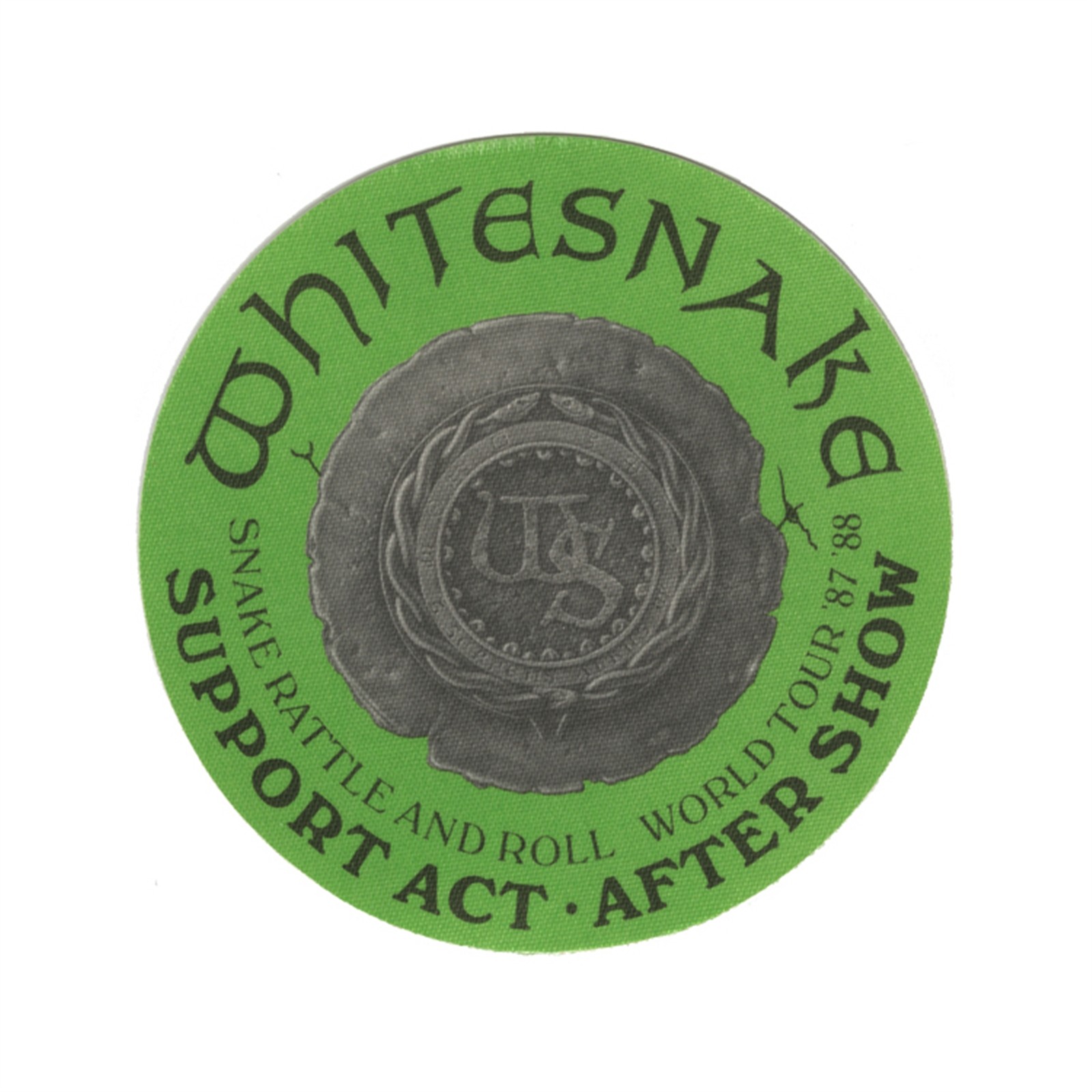 Whitesnake 1987 Snake Rattle & Roll Tour back pass support green ...