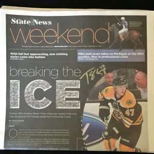 Torey KRUG Signed State News Weekend Newspaper Boston BRUINS Spartans