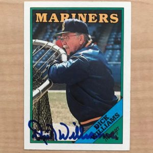 DICK WILLIAMS SEATTLE MARINERS SIGNED DECEASED 1988 TOPPS CARD #104 W/COA