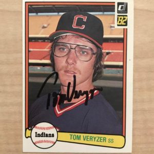 TOM VERYZER CLEVELAND INDIANS SIGNED DECEASED 1982 DONRUSS CARD #450 W/COA