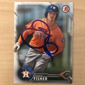 DEREK FISHER HOUSTON ASTROS SIGNED AUTOGRAPHED 2016 BOWMAN CARD #BP125 W/COA