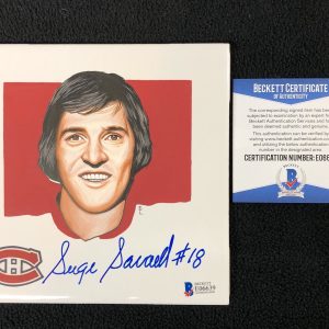 Serge Savard Signed Montreal Canadiens Hand Painted Tile Beckett Authenticated