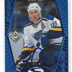 Brett Hull Signed 1998/99 UD Choice Star Quest Blue Card #SQ22