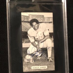 CHARLIE SANDERS SIGNED DETROIT LIONS MCCARTHY POSTCARD BECKETT AUTHENTICATED