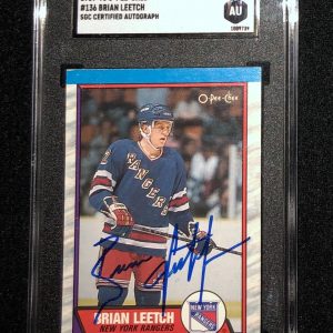 Brian Leetch Signed 1989/90 O-Pee-Chee Rookie Card #136 SGC Certified 1009739